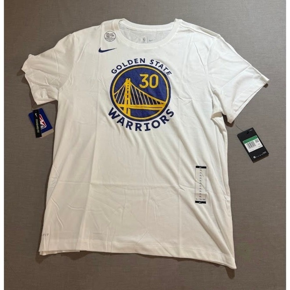 Nike NBA Golden State Warriors‎ Stephen Curry #30 Dri-FIT T-Shirt XL White NEW.